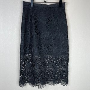 Yumi Kim‎ Midday Dreaming Pencil Skirt Small Black Crochet Lace Midi NWT